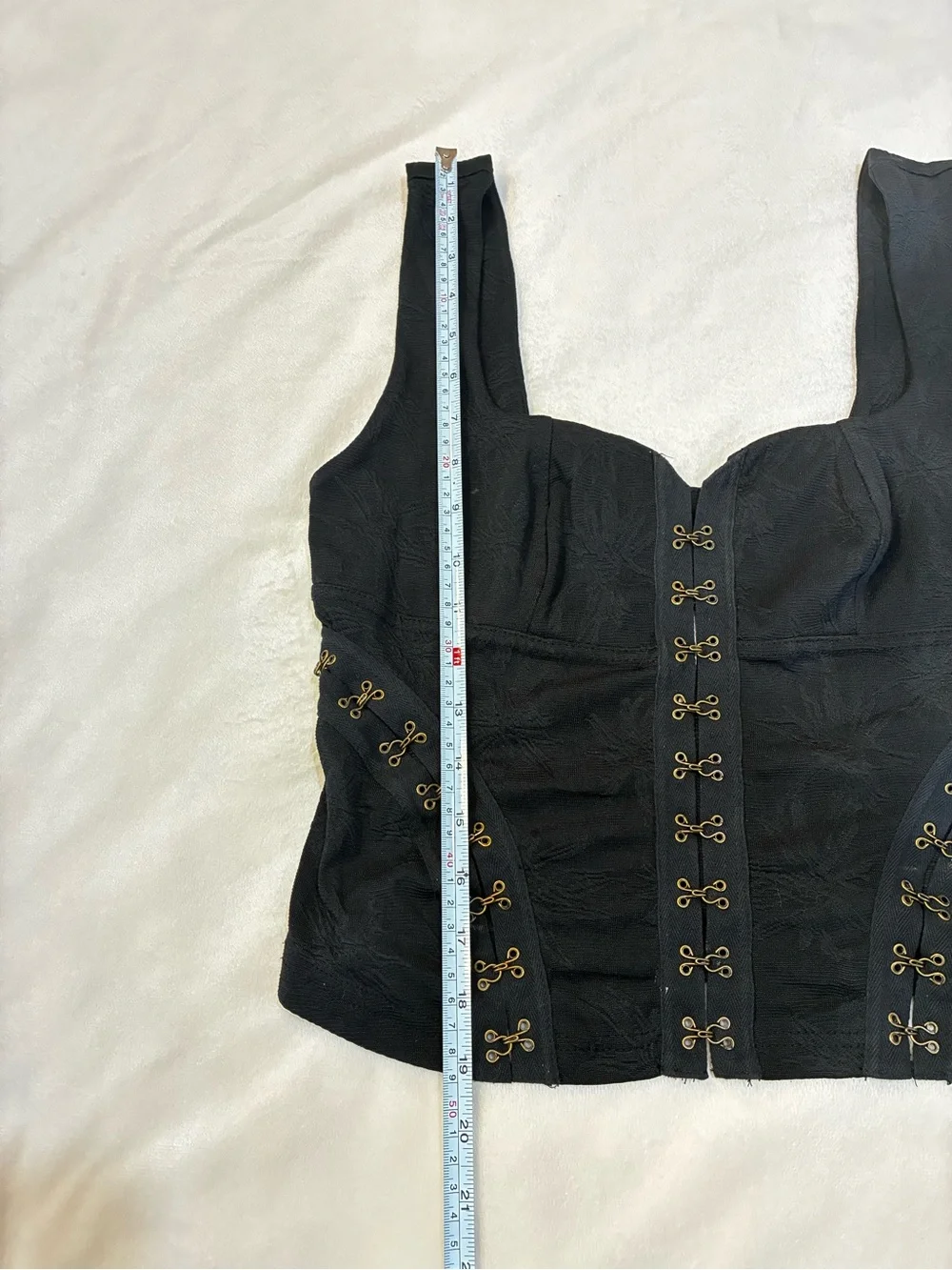 Free People Don't Look Back Corset Bustier Top Black Jacquard Hook Eye Crop S - Picture 8 of 8
